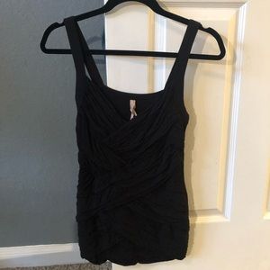 Black Crisscross Rouched Tank